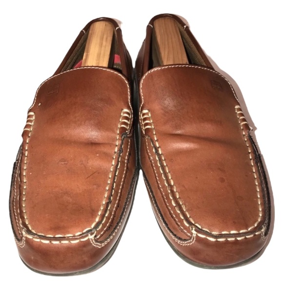 Tommy Hilfiger Cognac Brown Mens Loafers Sz 9 - Picture 3 of 7